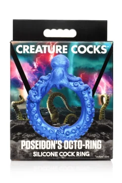 XR Brands - Anneau en silicone Poseidon's Octo-Ring pour pénis - Bleu