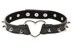 XR Brands - Collier Cœur Piquants - Noir