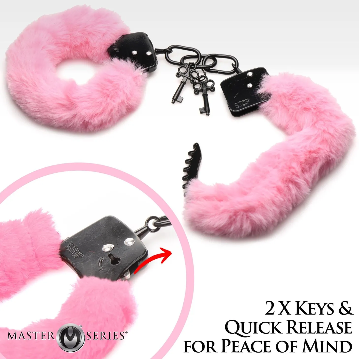 XR Brands - Cuffed in Fur Menottes - Rose