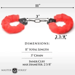 XR Brands - Cuffed in Fur Menottes - Rouge