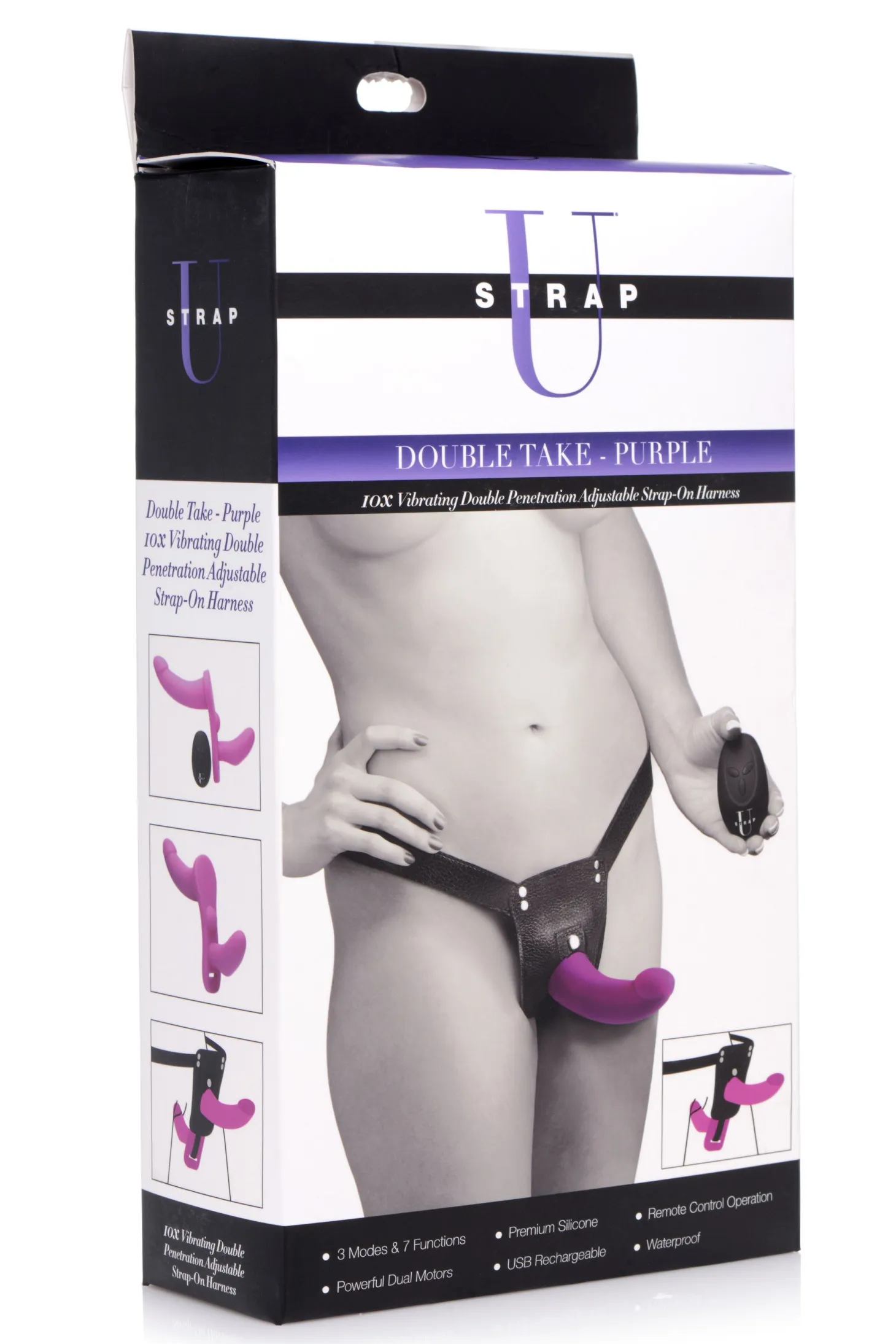 XR Brands - Double Dildo Vibrant avec Harnais - Violet