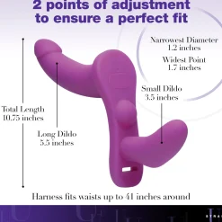 XR Brands - Double Dildo Vibrant avec Harnais - Violet