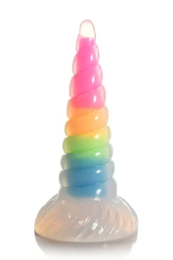 XR Brands - Gode en Silicone Luminescent Arc-en-ciel