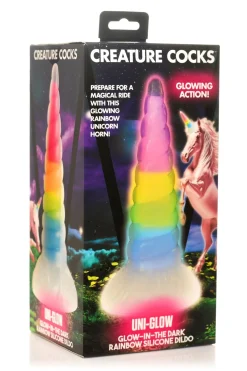 XR Brands - Gode en Silicone Luminescent Arc-en-ciel