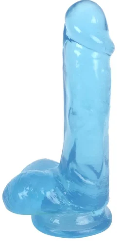 XR Brands - Gode ventouse réaliste avec testicules 15 cm - Bleu transparent
