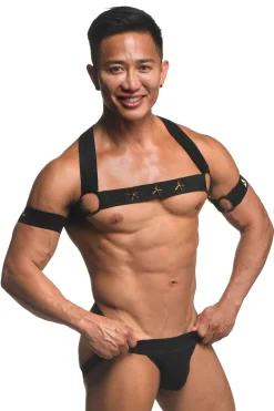 XR Brands - Harnais de Poitrine avec Brassards - Noir