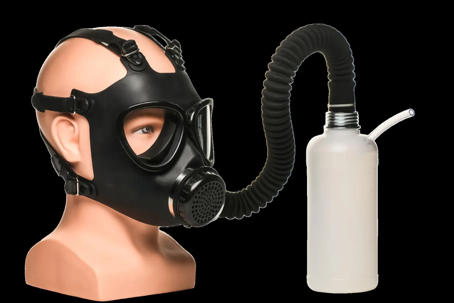 XR Brands - Masque à Gaz Inhalateur avec Bouteille - Noir et Blanc