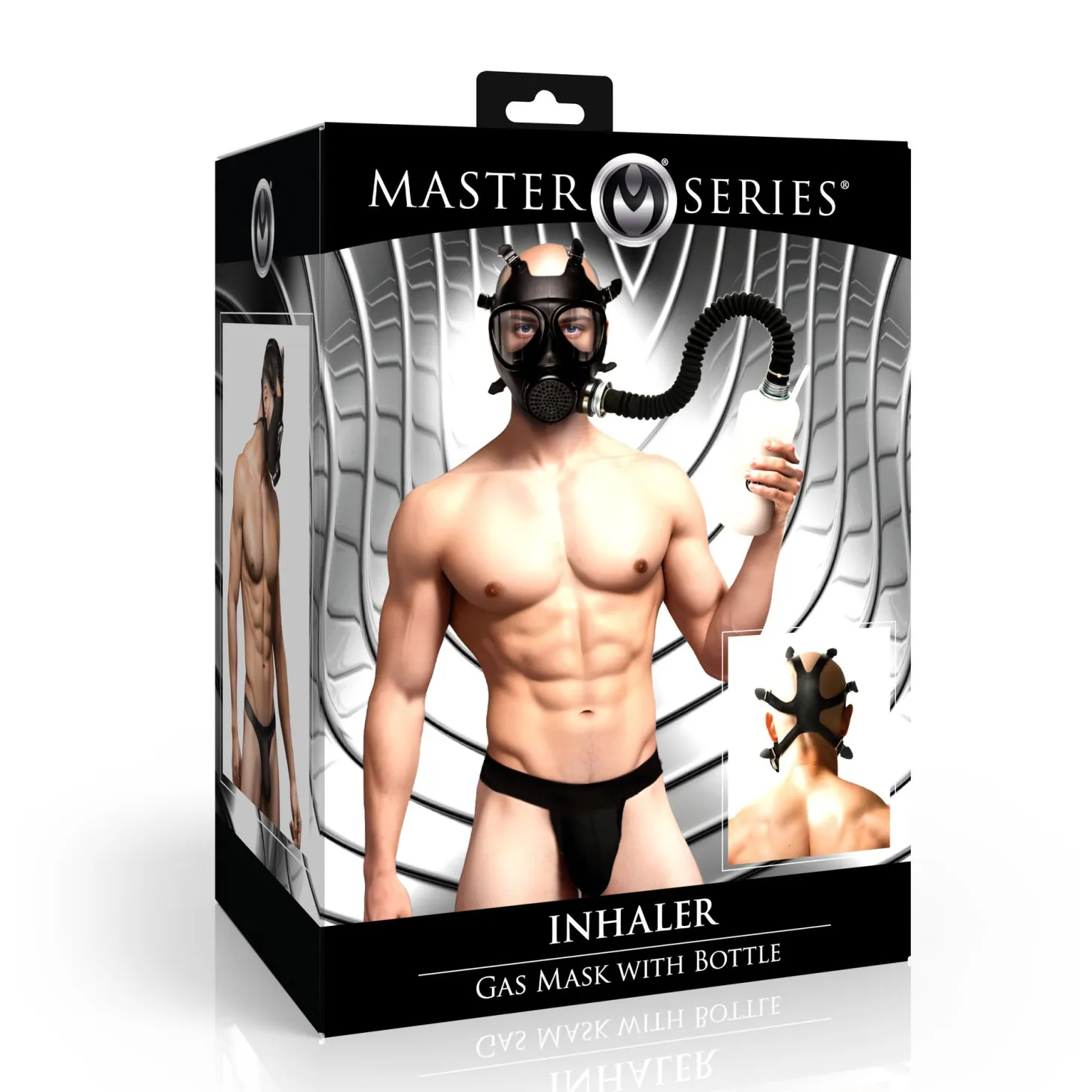 XR Brands - Masque à Gaz Inhalateur avec Bouteille - Noir et Blanc