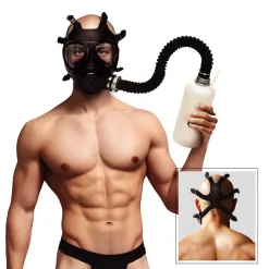 XR Brands - Masque à Gaz Inhalateur avec Bouteille - Noir et Blanc