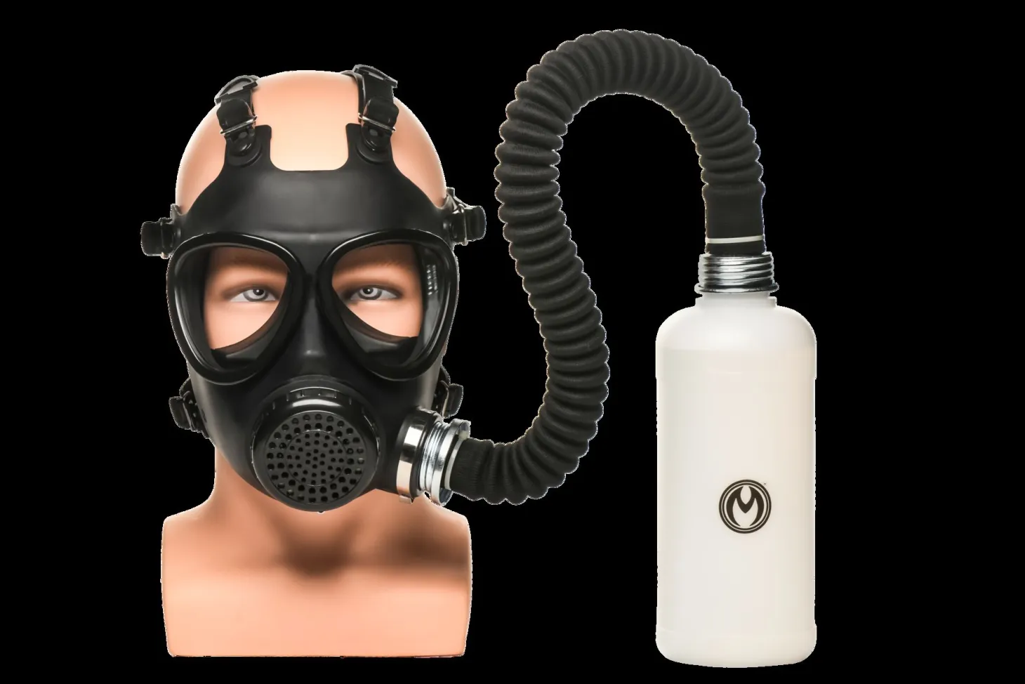 XR Brands - Masque à Gaz Inhalateur avec Bouteille - Noir et Blanc